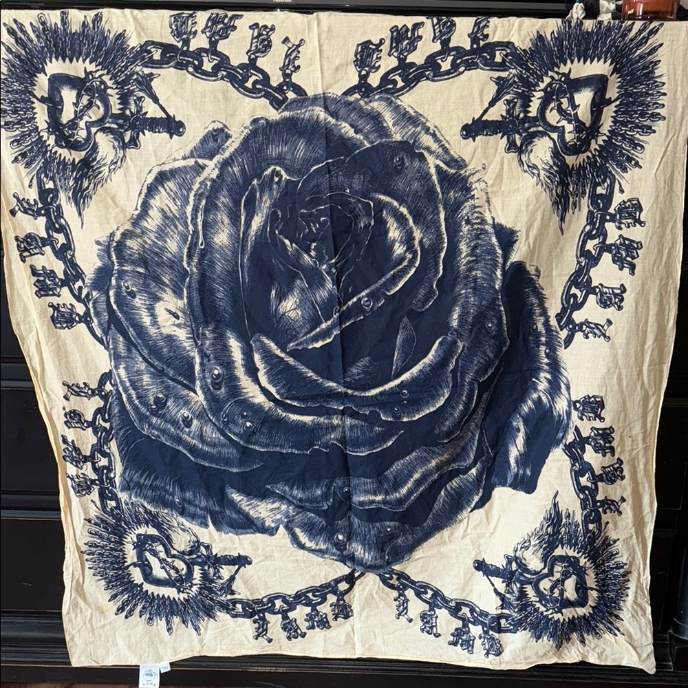 L.A.M.B. By Gwen Stefani Navy and Cream Rose Pattern bandana